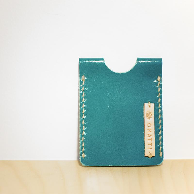 [LC0014] Turquoise Leather Card Holder